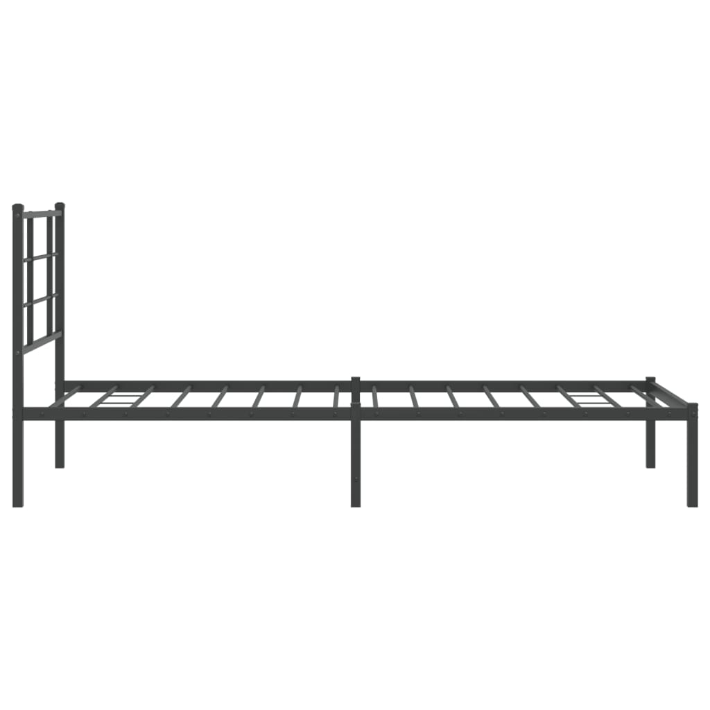 fekete fém ágykeret fejtámlával 90 x 190 cm