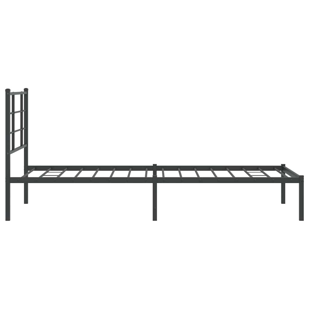 fekete fém ágykeret fejtámlával 90 x 200 cm