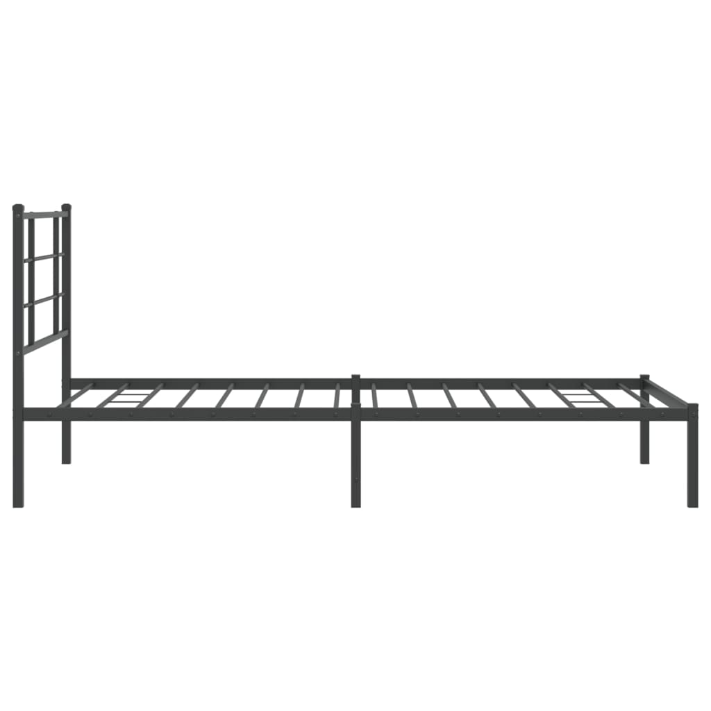 fekete fém ágykeret fejtámlával 107 x 203 cm