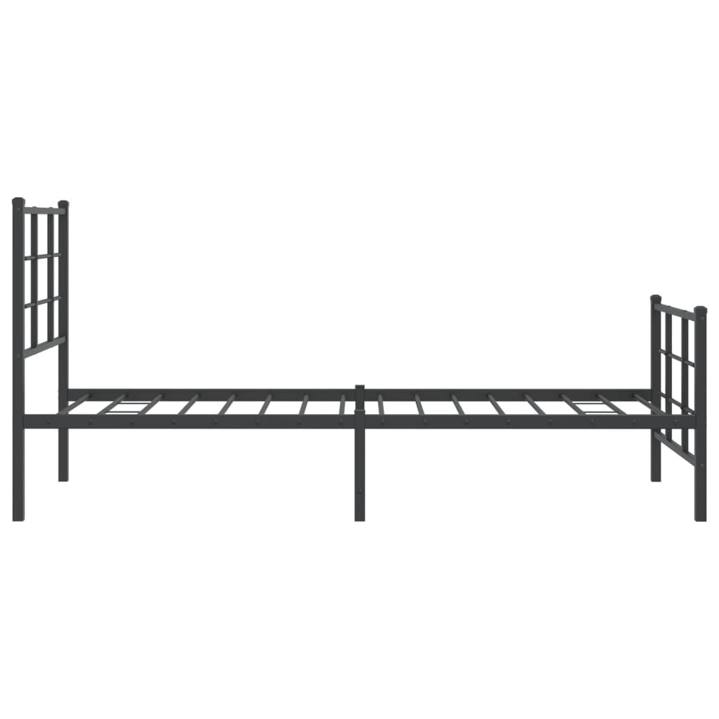 fekete fém ágykeret fej- és lábtámlával 75 x 190 cm