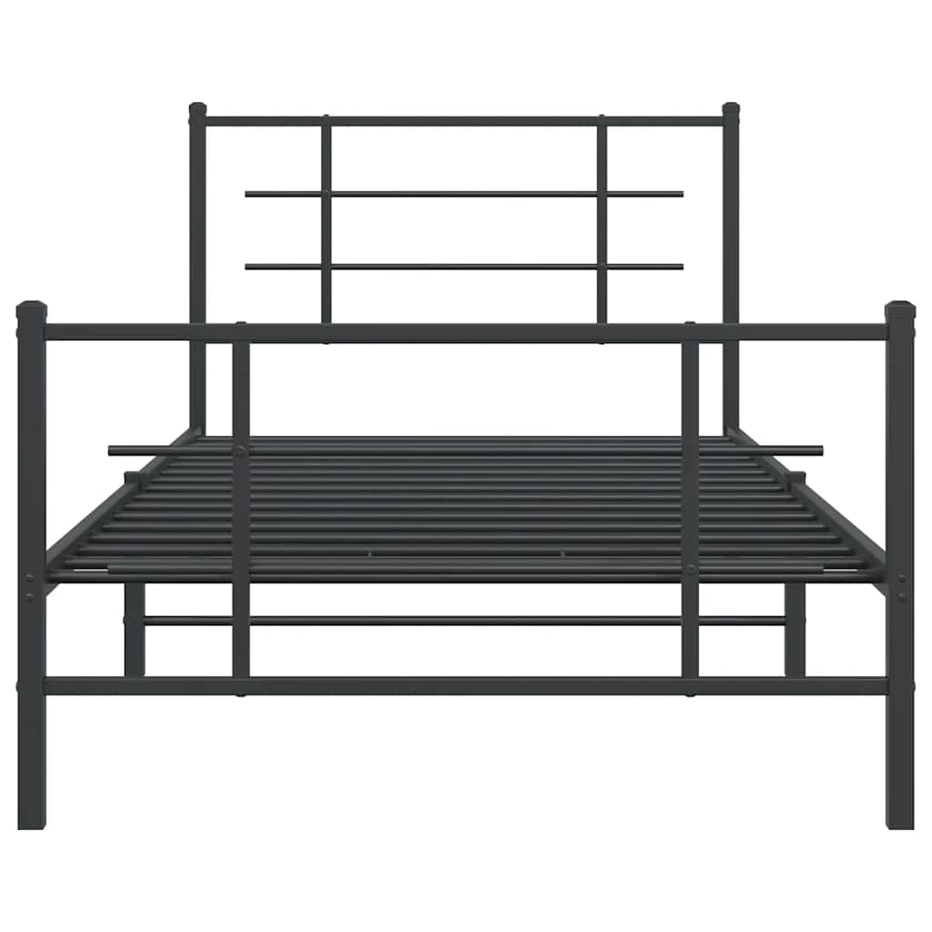 fekete fém ágykeret fej- és lábtámlával 107 x 203 cm
