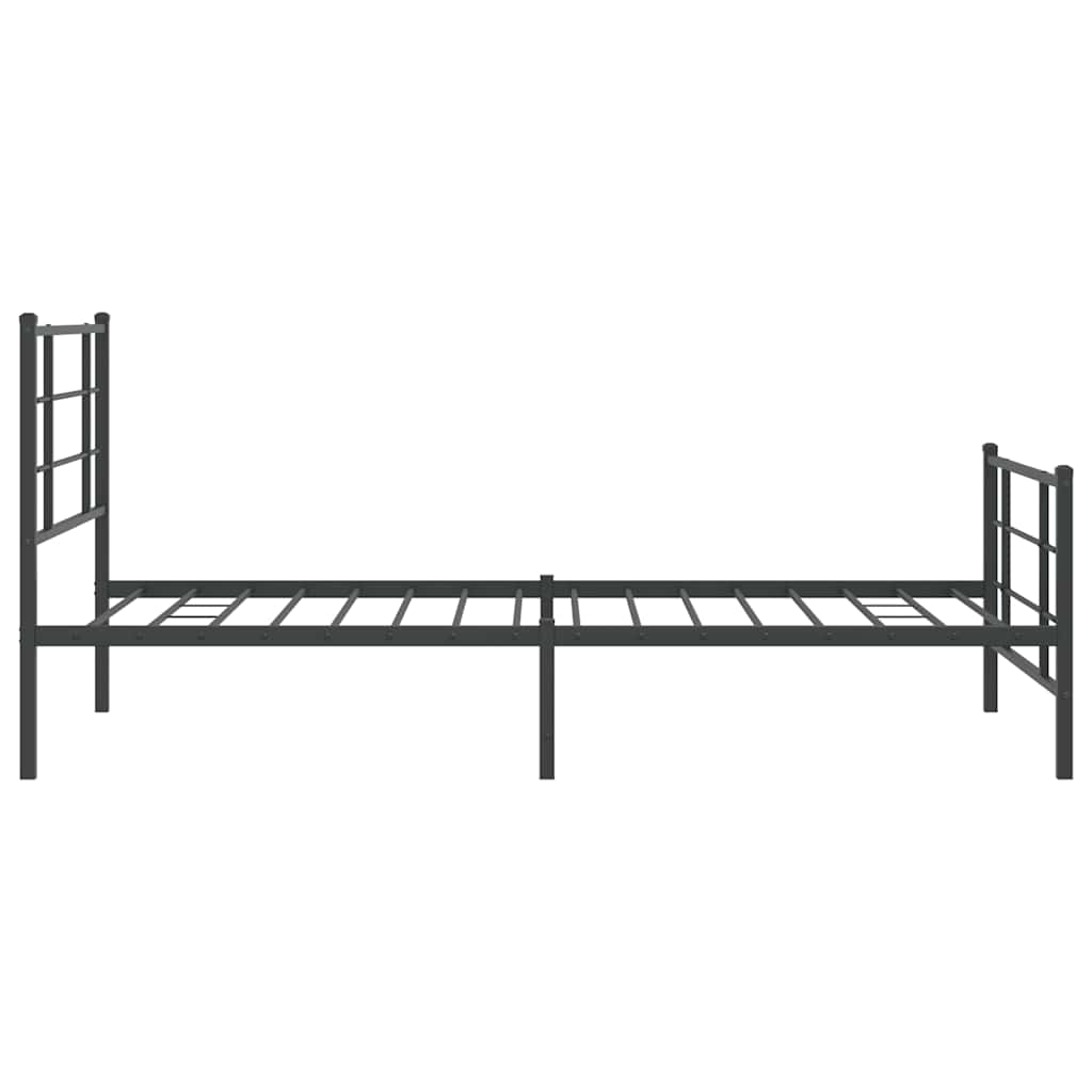 fekete fém ágykeret fej- és lábtámlával 107 x 203 cm