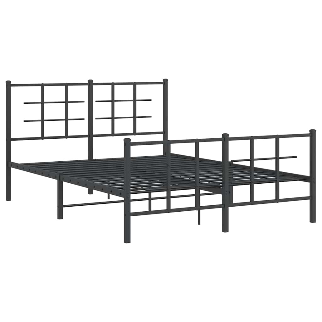 fekete fém ágykeret fej- és lábtámlával 140 x 190 cm