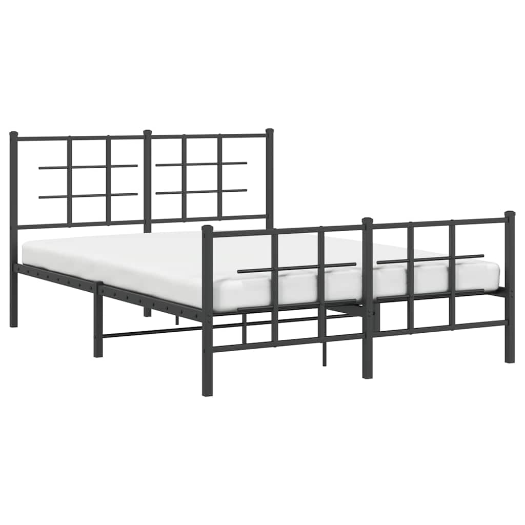 fekete fém ágykeret fej- és lábtámlával 140 x 190 cm