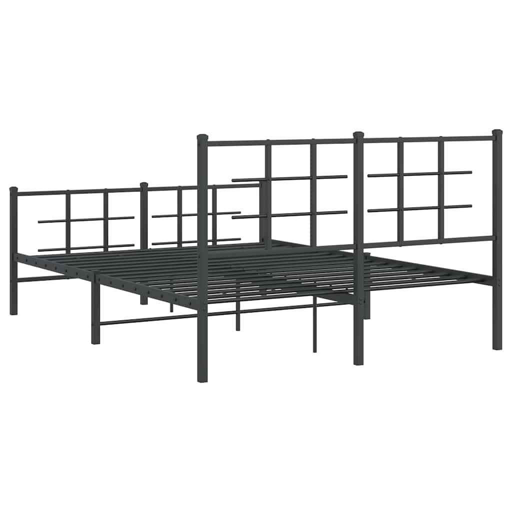 fekete fém ágykeret fej- és lábtámlával 140 x 190 cm