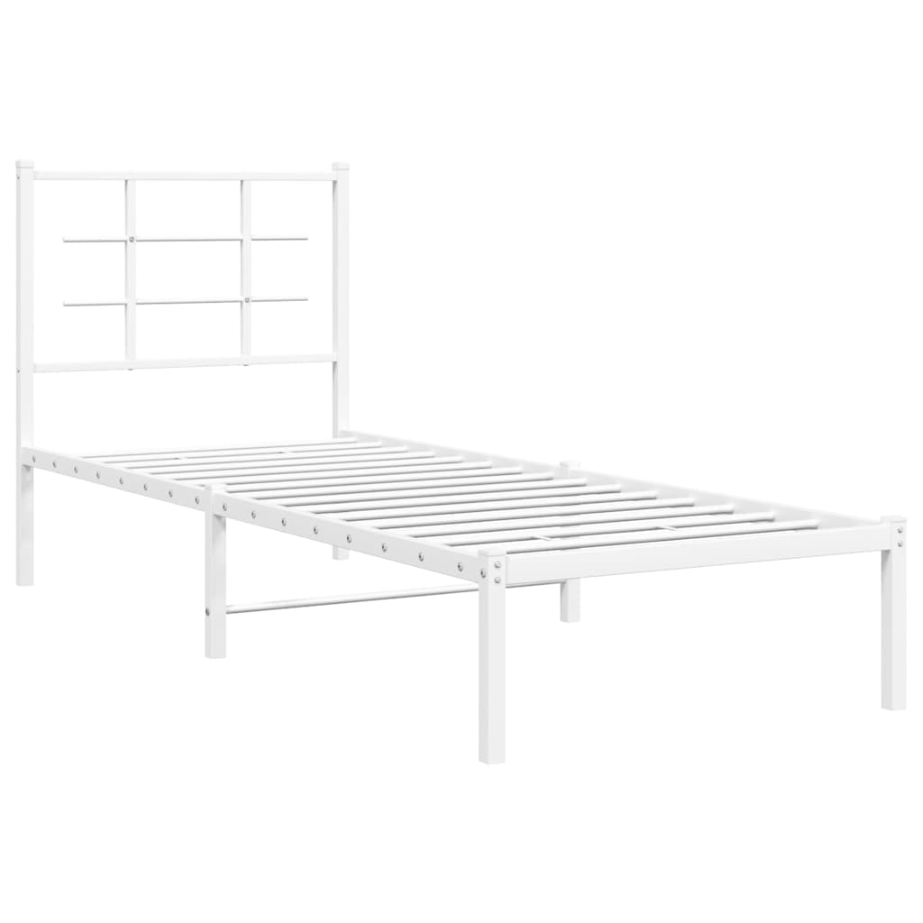 fehér fém ágykeret fejtámlával 80x200 cm
