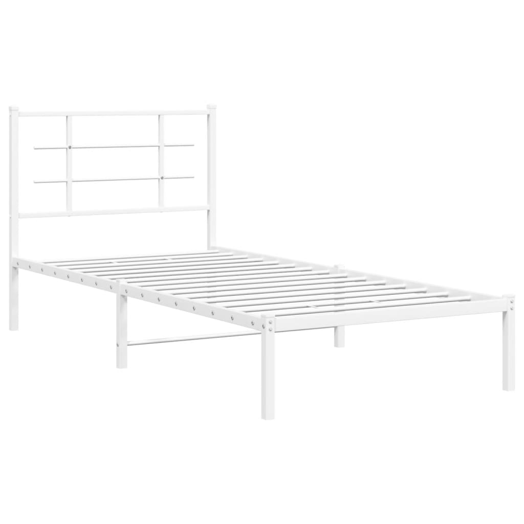 fehér fém ágykeret fejtámlával 90x200 cm