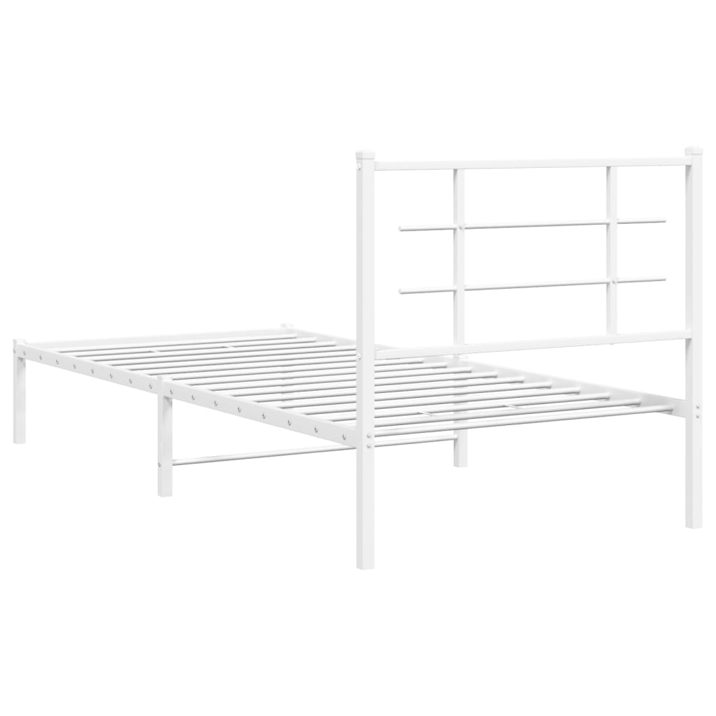 fehér fém ágykeret fejtámlával 90x200 cm