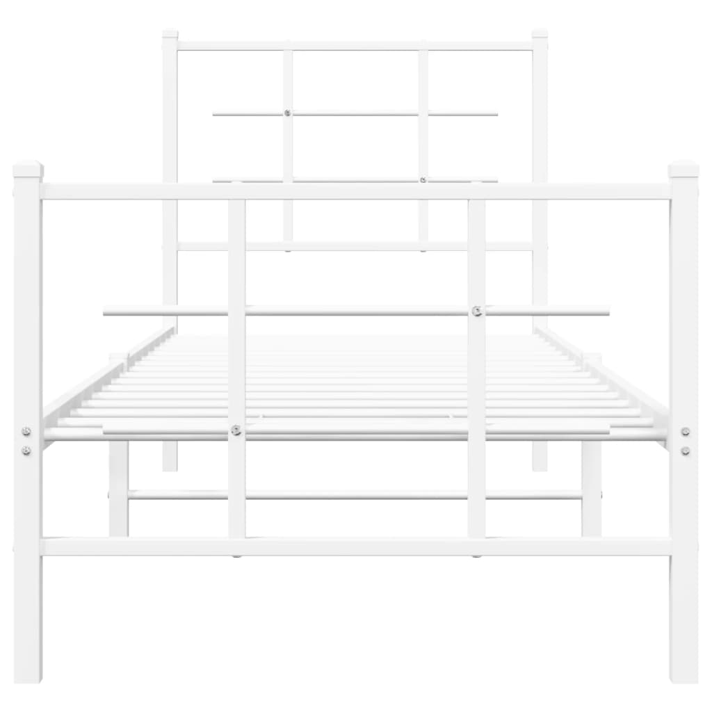fehér fém ágykeret fej- és lábtámlával 75 x 190 cm