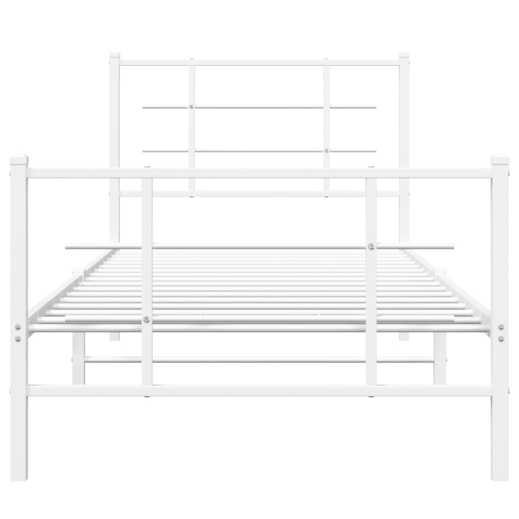 fehér fém ágykeret fej- és lábtámlával 90 x 190 cm