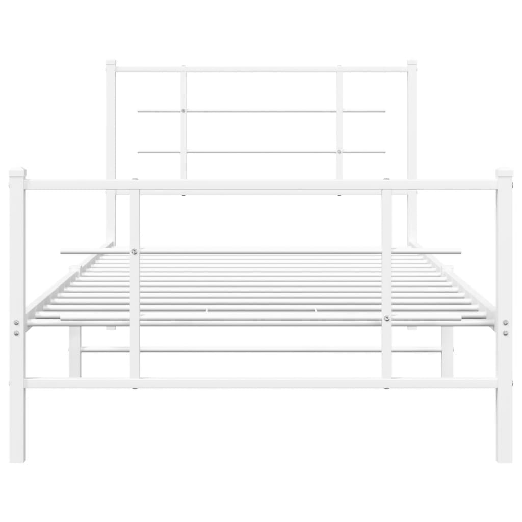 fehér fém ágykeret fej- és lábtámlával 100x200 cm