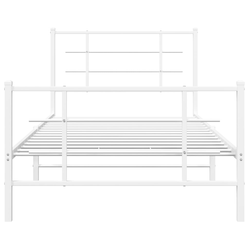 fehér fém ágykeret fej- és lábtámlával 107 x 203 cm