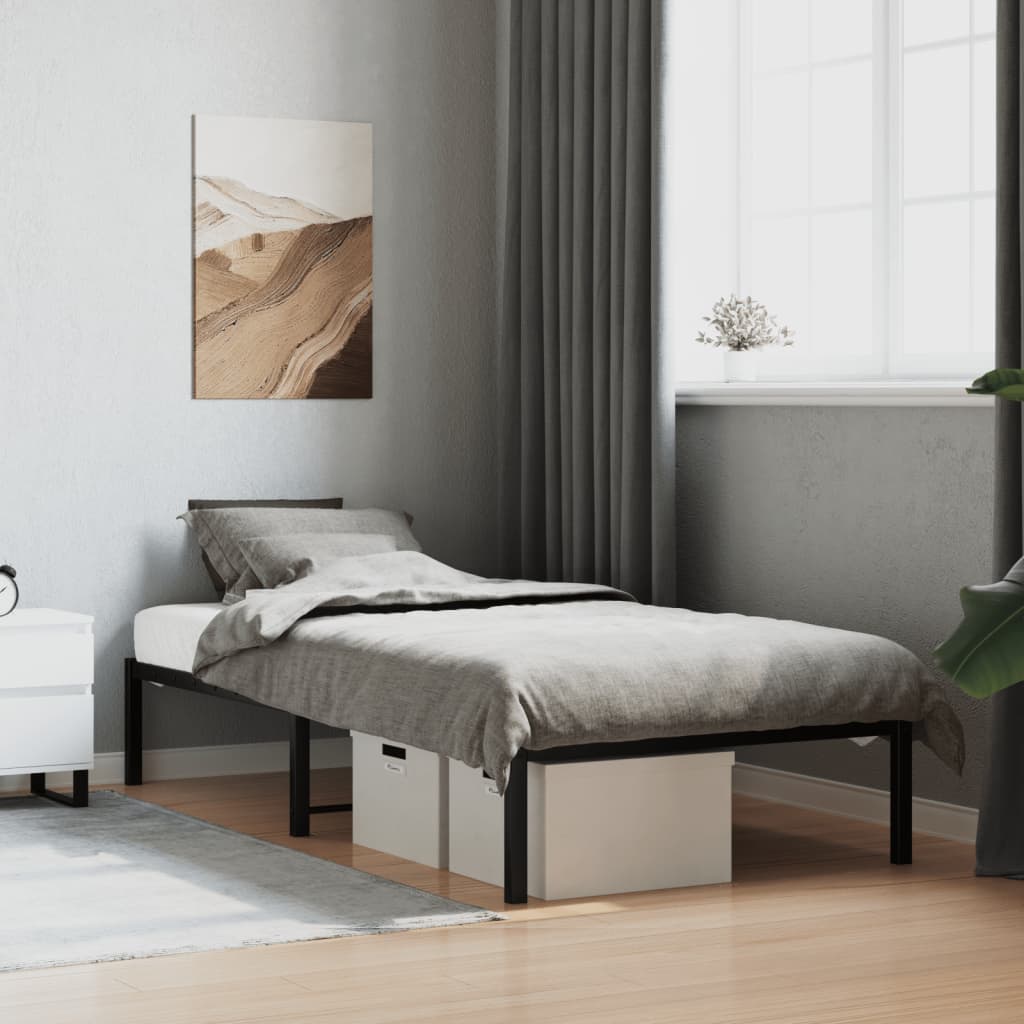 fekete fém ágykeret 90 x 200 cm
