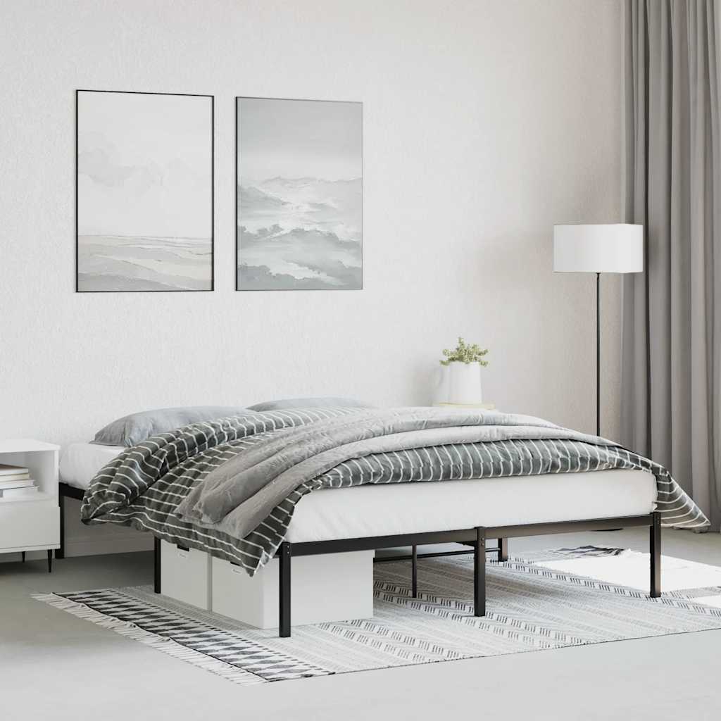 fekete fém ágykeret 160 x 200 cm