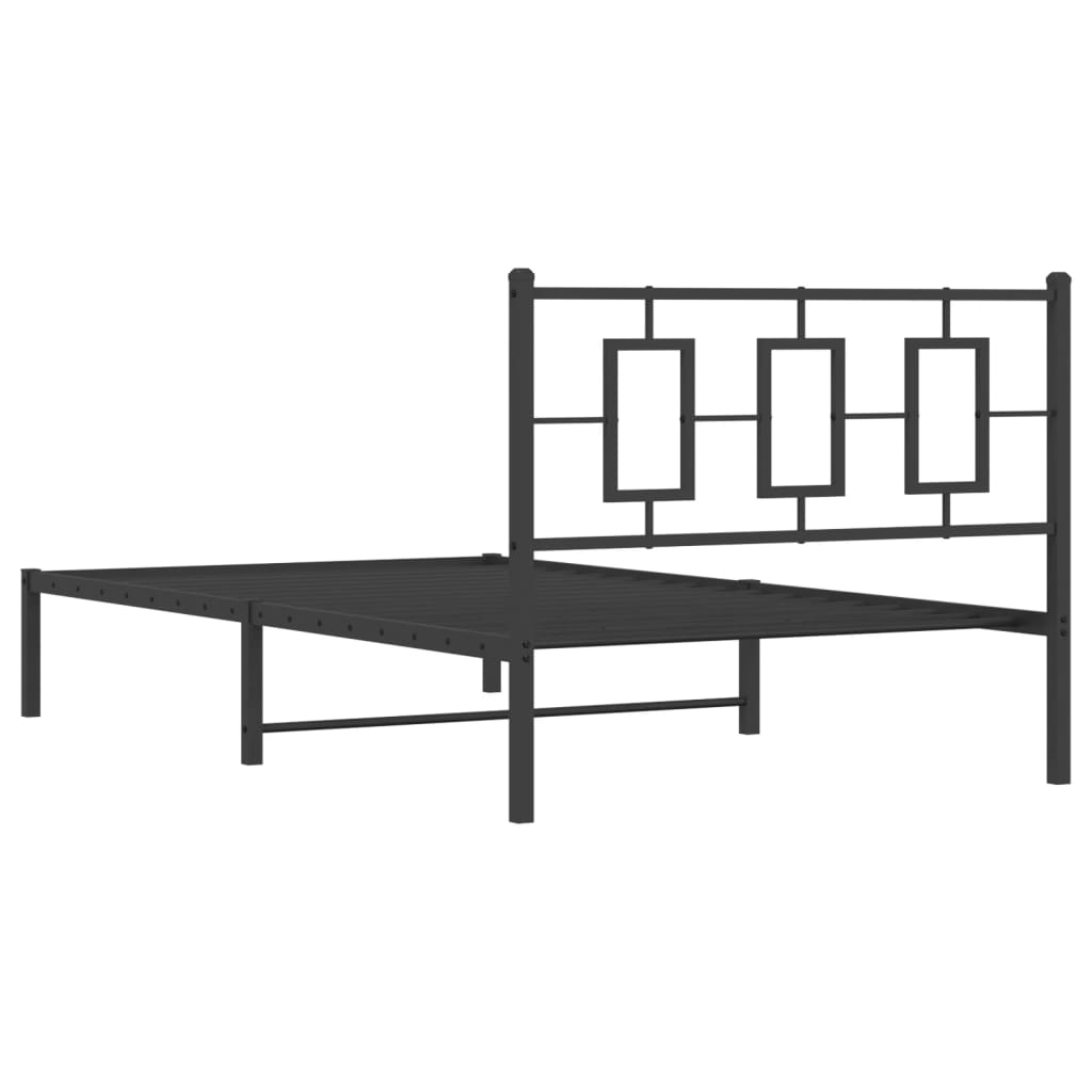 fekete fém ágykeret fejtámlával 107 x 203 cm