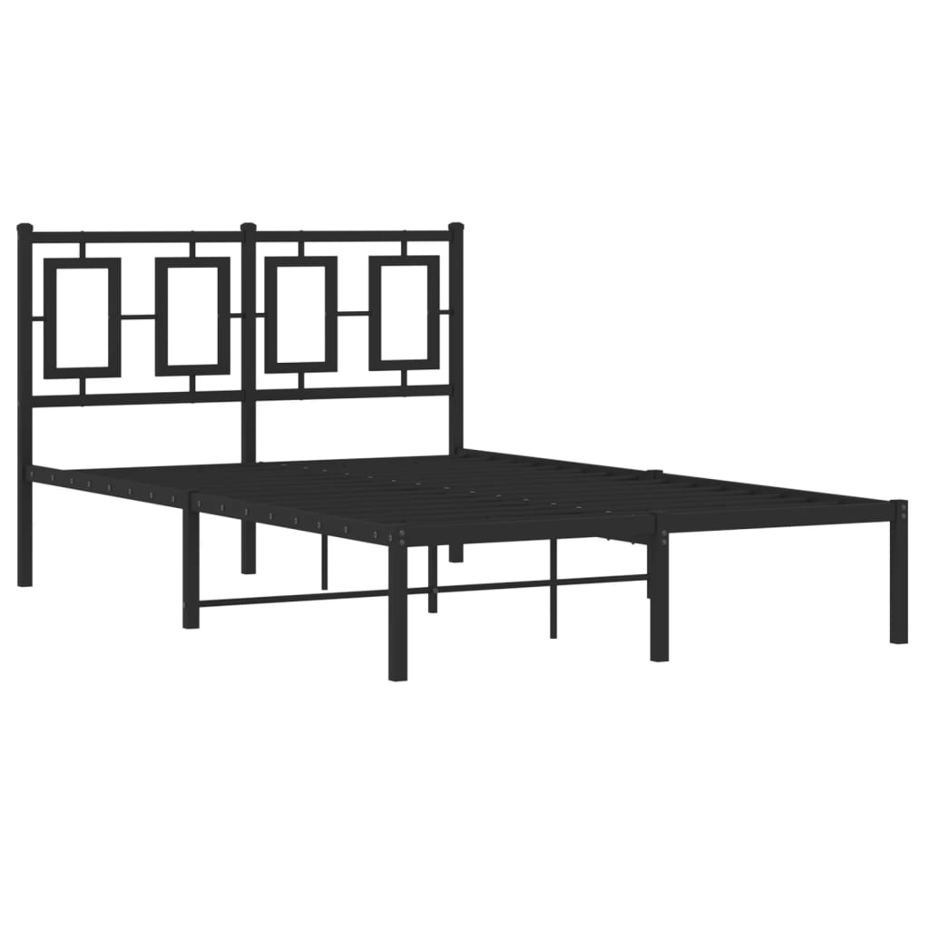 fekete fém ágykeret fejtámlával 120 x 200 cm