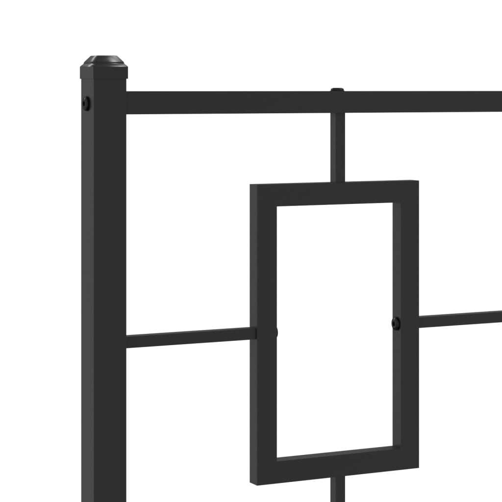 fekete fém ágykeret fej- és lábtámlával 75 x 190 cm