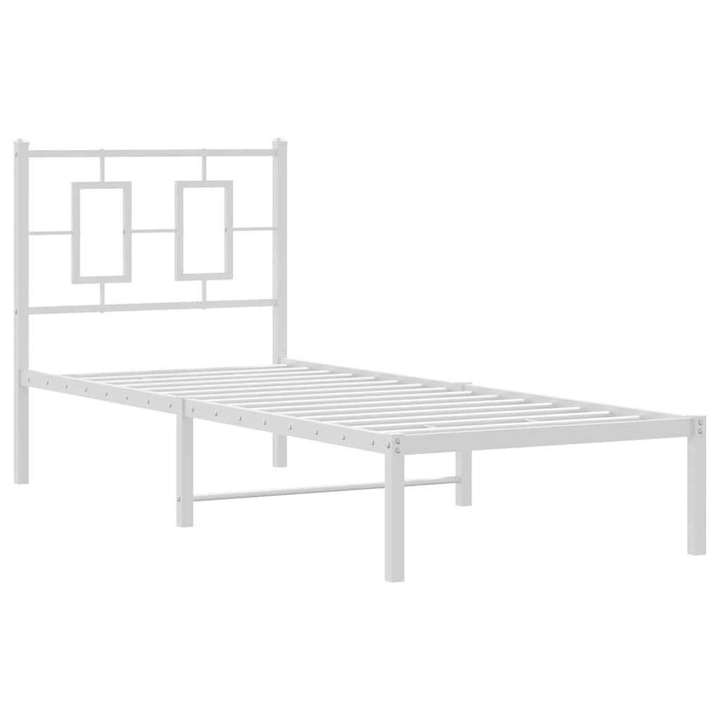 fehér fém ágykeret matrac nélkül fejtámlával 180 x 200 cm