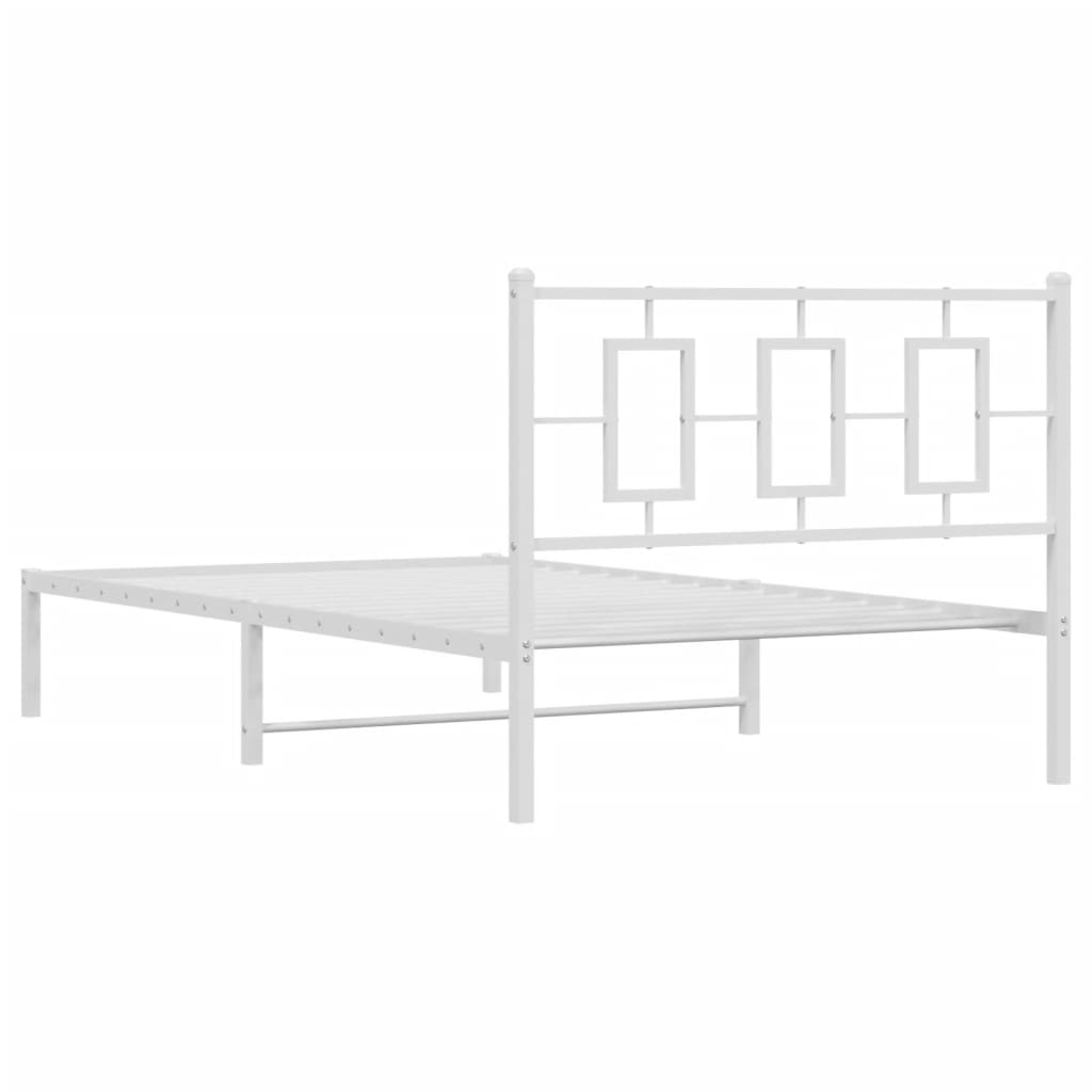 fehér fém ágykeret fejtámlával 107x203 cm
