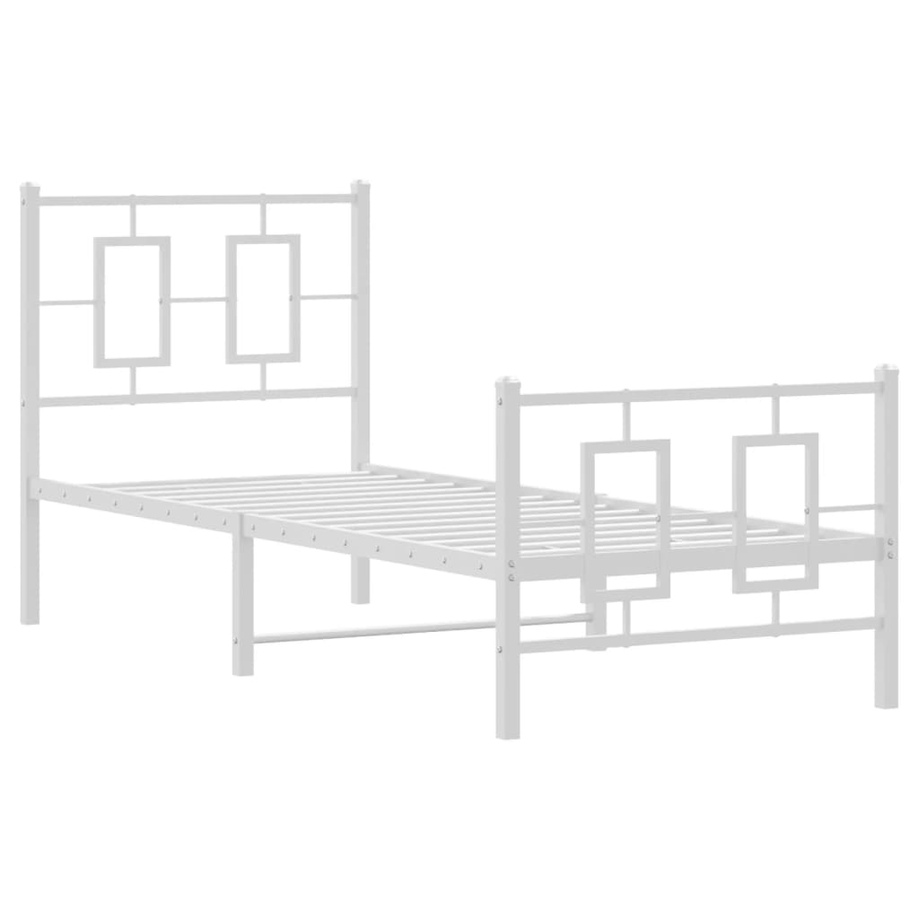 fehér fém ágykeret fej- és lábtámlával 75 x 190 cm