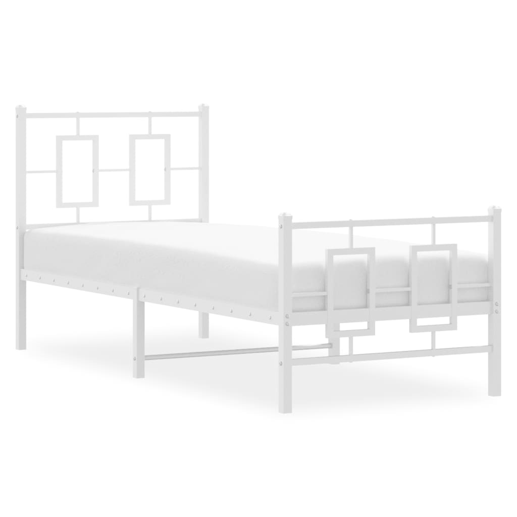fehér fém ágykeret fej- és lábtámlával 80x200 cm