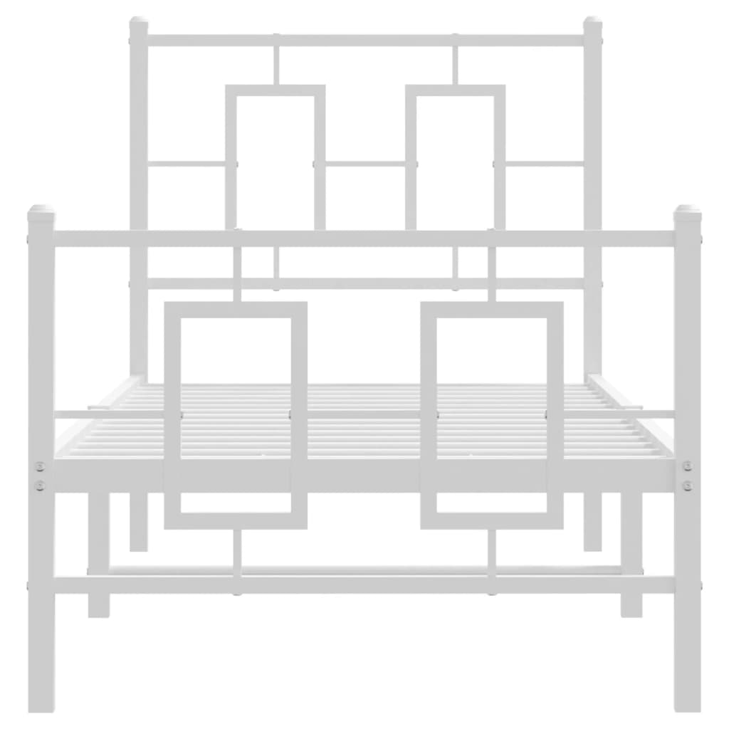 fehér fém ágykeret fej- és lábtámlával 80x200 cm