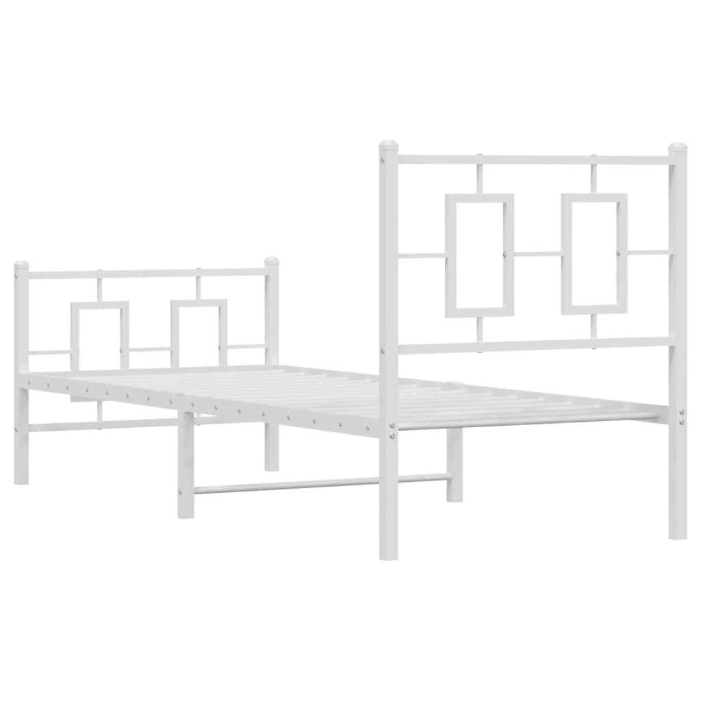 fehér fém ágykeret fej- és lábtámlával 80x200 cm