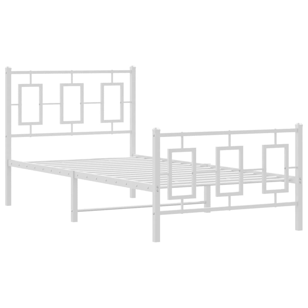 fehér fém ágykeret fej- és lábtámlával 90x200 cm