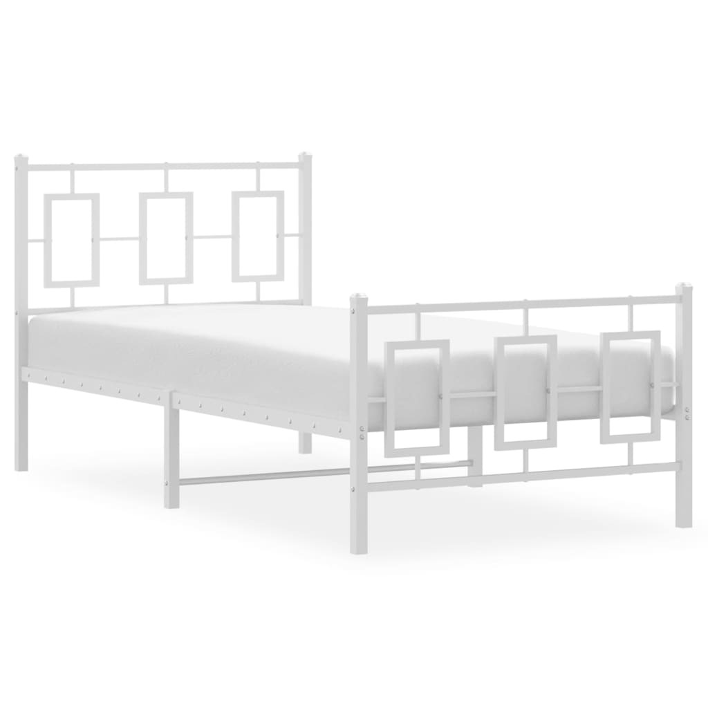 fehér fém ágykeret fej- és lábtámlával 90x200 cm