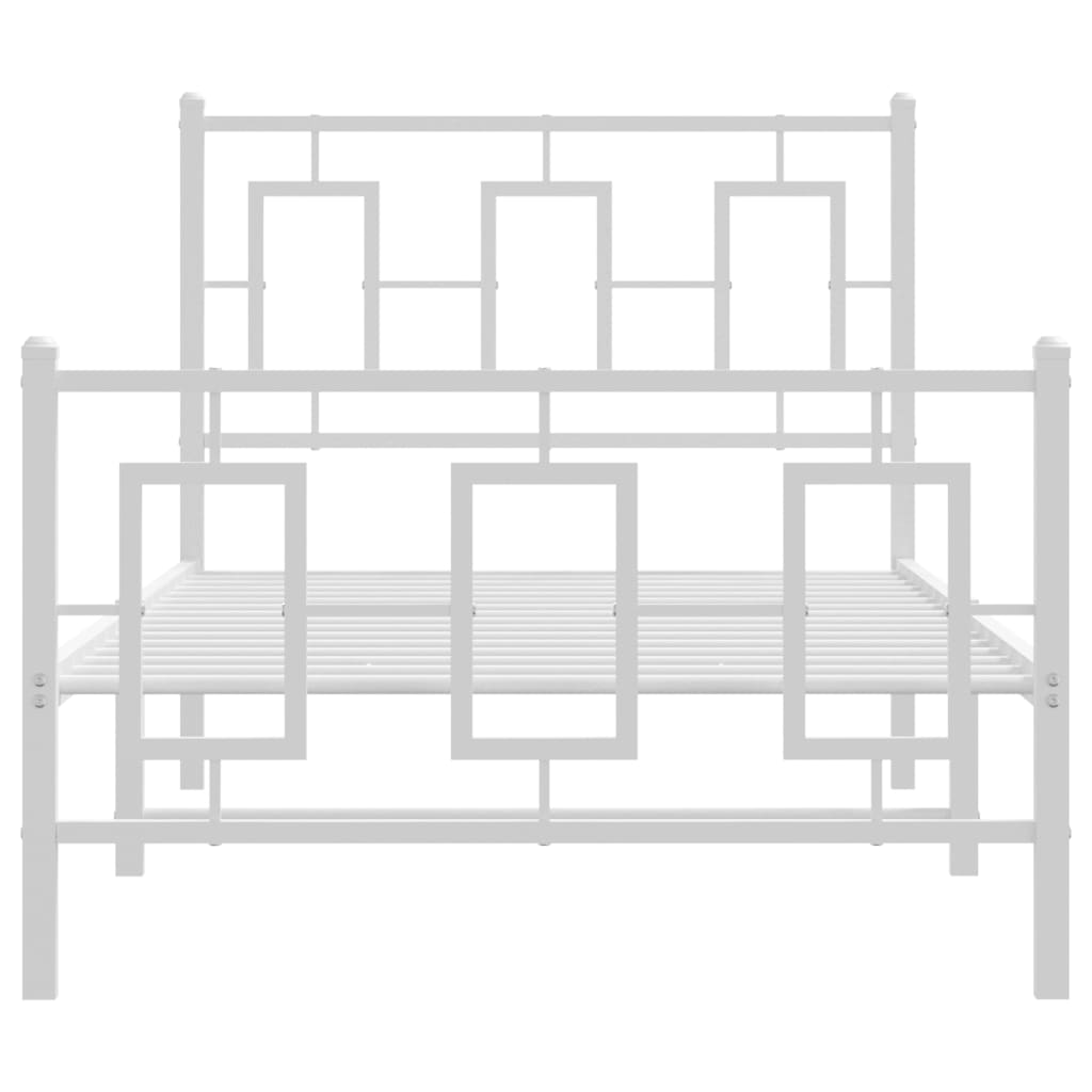 fehér fém ágykeret fej- és lábtámlával 90x200 cm