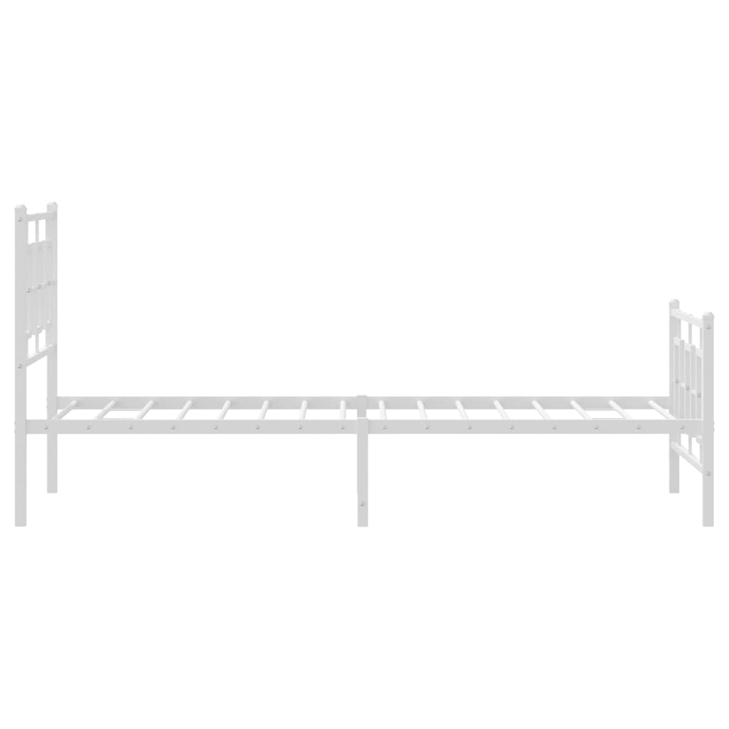 fehér fém ágykeret fej- és lábtámlával 90x200 cm