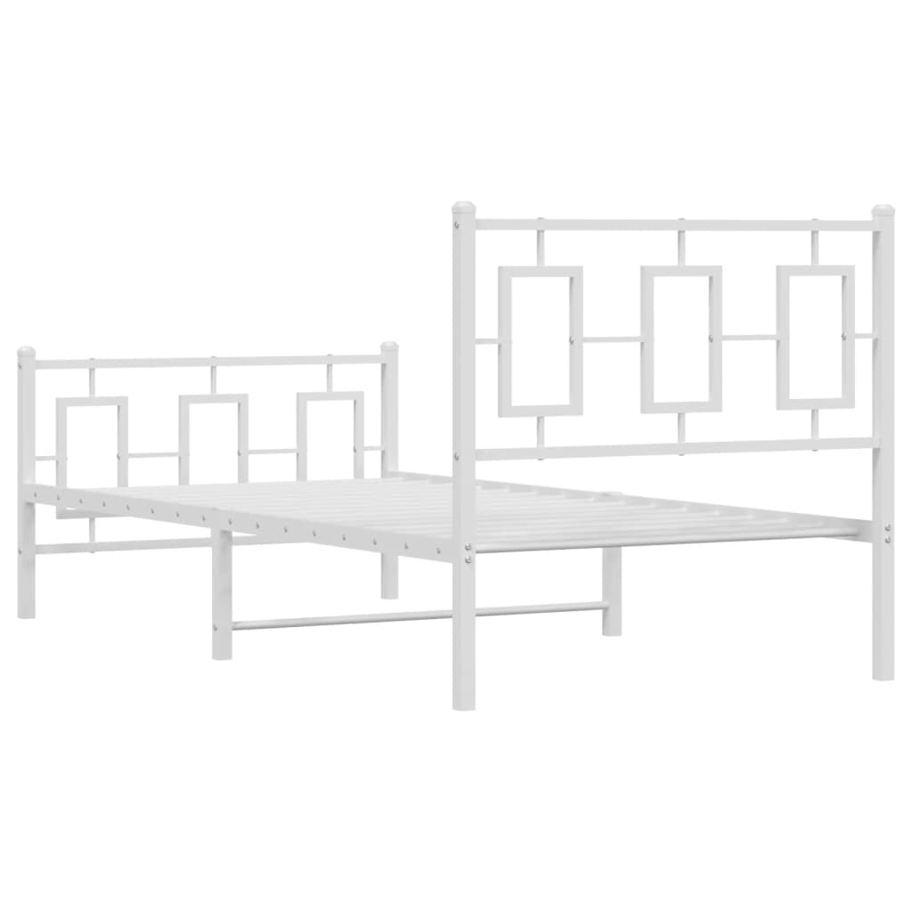 fehér fém ágykeret fej- és lábtámlával 90x200 cm