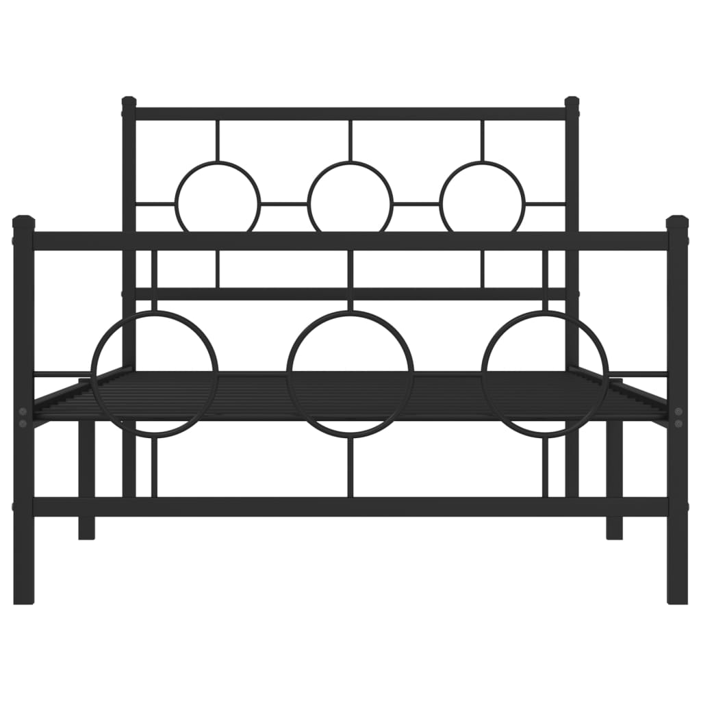 fekete fém ágykeret fej- és lábtámlával 100 x 200 cm