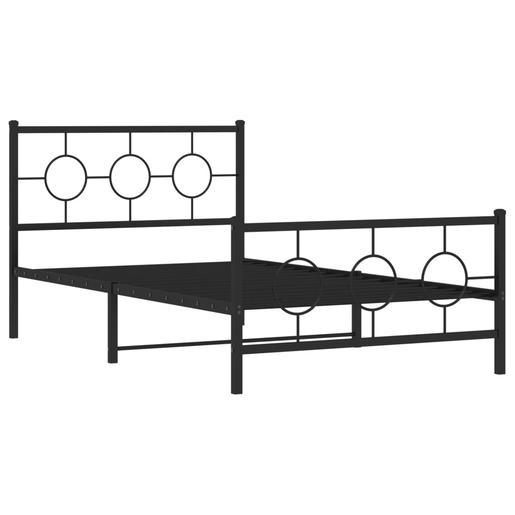 fekete fém ágykeret fej- és lábtámlával 107 x 203 cm