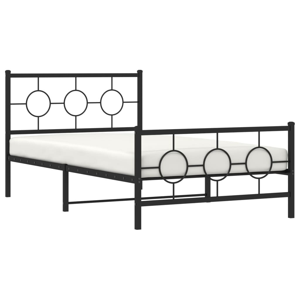 fekete fém ágykeret fej- és lábtámlával 107 x 203 cm