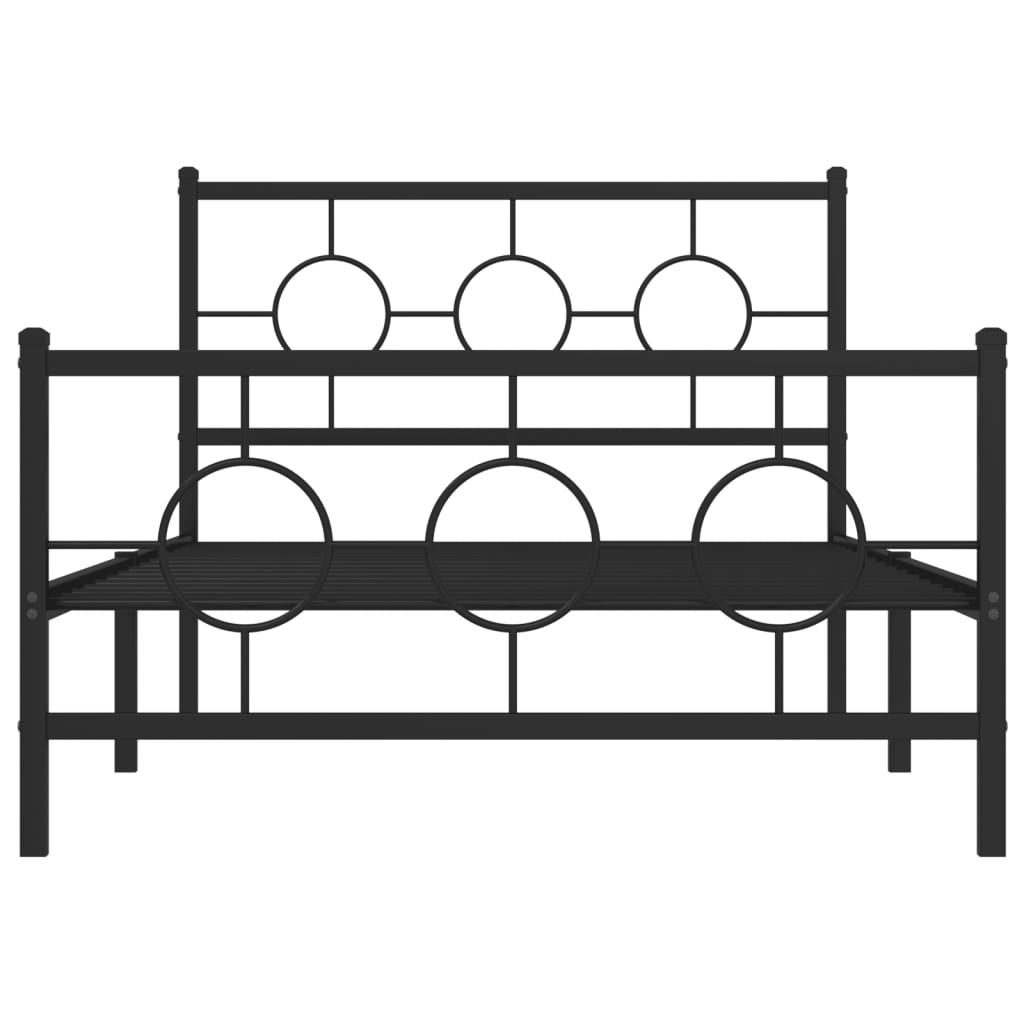 fekete fém ágykeret fej- és lábtámlával 107 x 203 cm