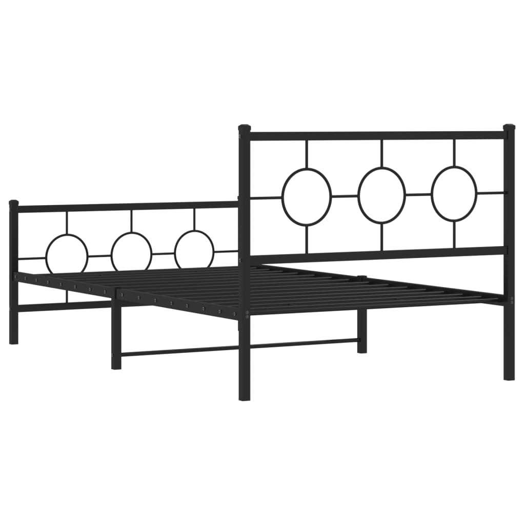 fekete fém ágykeret fej- és lábtámlával 107 x 203 cm
