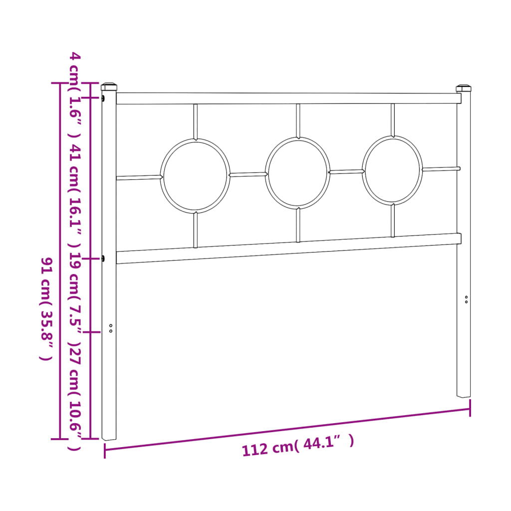 fekete fém csere fejtámla 107 cm