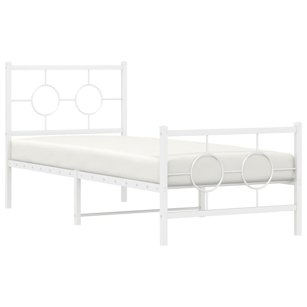 fehér fém ágykeret fej- és lábtámlával 80x200 cm