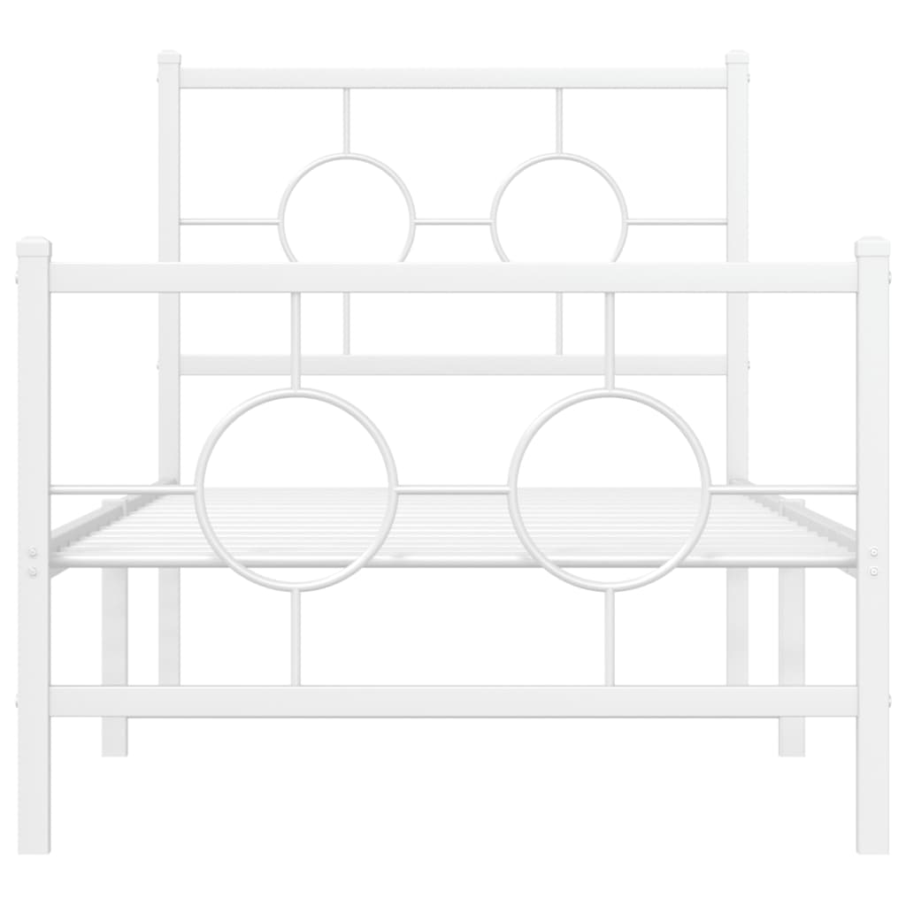 fehér fém ágykeret fej- és lábtámlával 80x200 cm