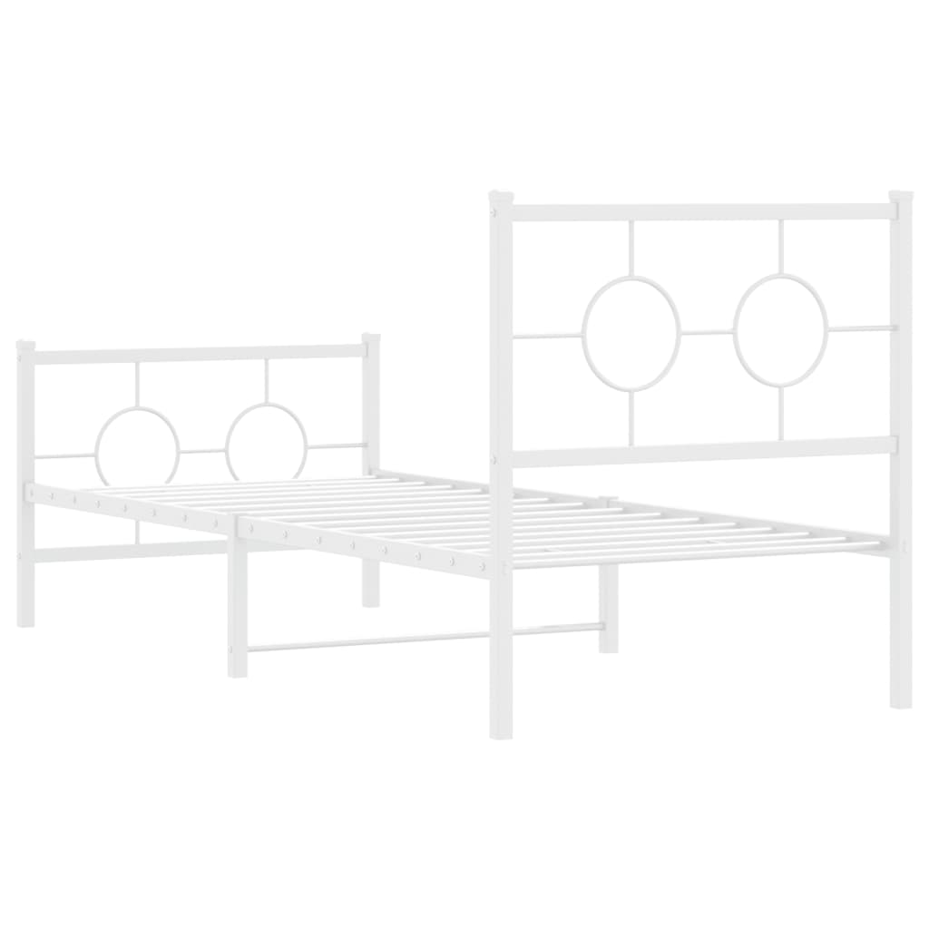 fehér fém ágykeret fej- és lábtámlával 80x200 cm