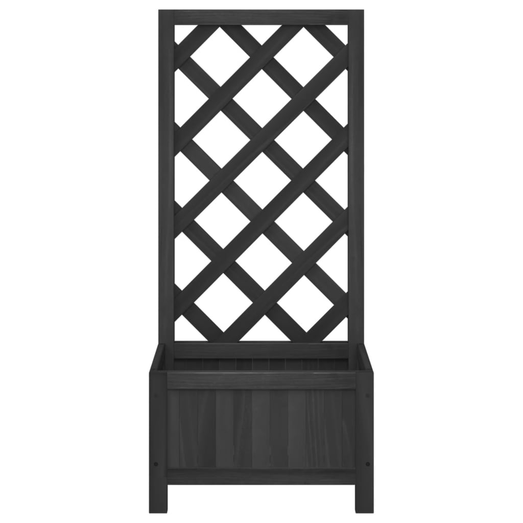 fekete tömör fenyőfa virágláda ráccsal 40 x 30 x 90 cm