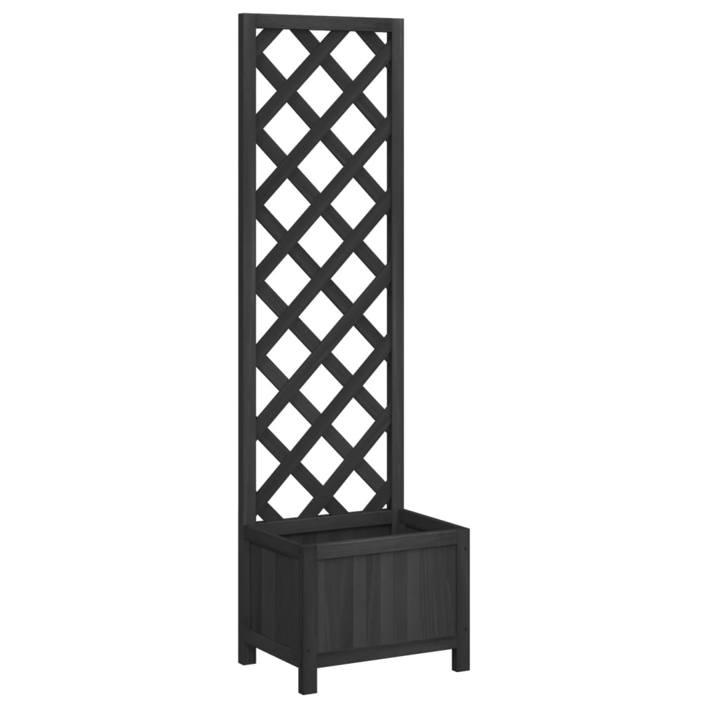 fekete virágláda ráccsal 40 x 30 x 135 cm tömör fenyőfa