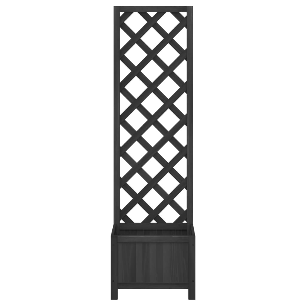 fekete virágláda ráccsal 40 x 30 x 135 cm tömör fenyőfa
