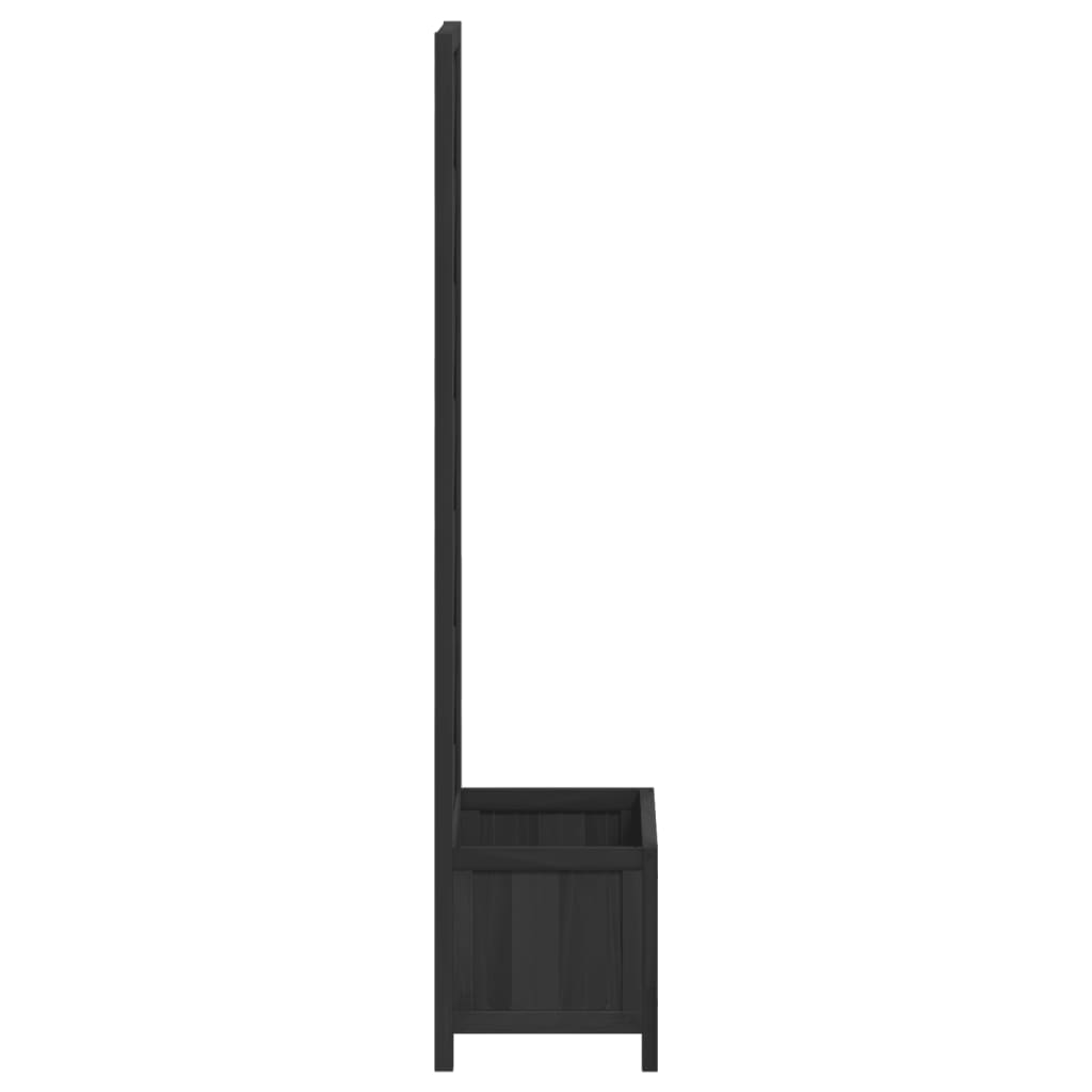fekete virágláda ráccsal 40 x 30 x 135 cm tömör fenyőfa