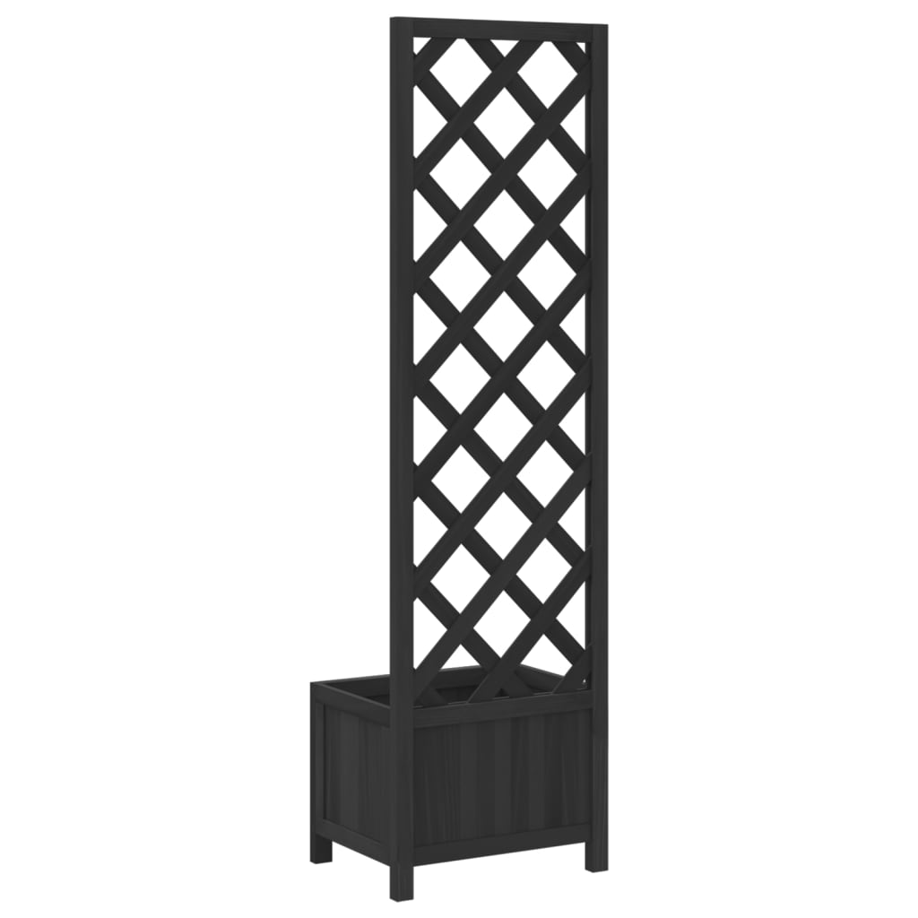 fekete virágláda ráccsal 40 x 30 x 135 cm tömör fenyőfa