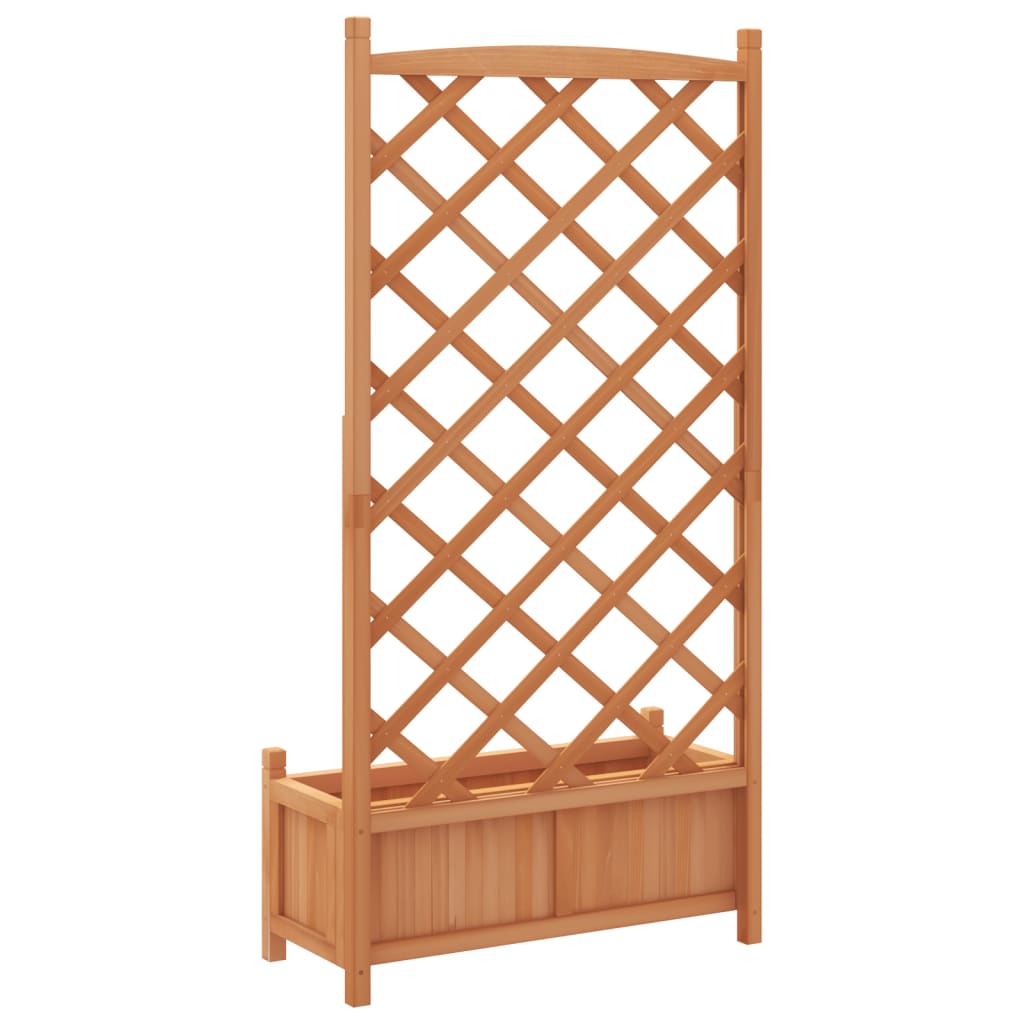 barna tömör fenyőfa virágláda ráccsal 75 x 35 x 150 cm