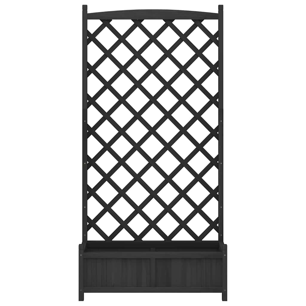 fekete tömör fenyőfa virágláda ráccsal 90 x 35 x 180 cm