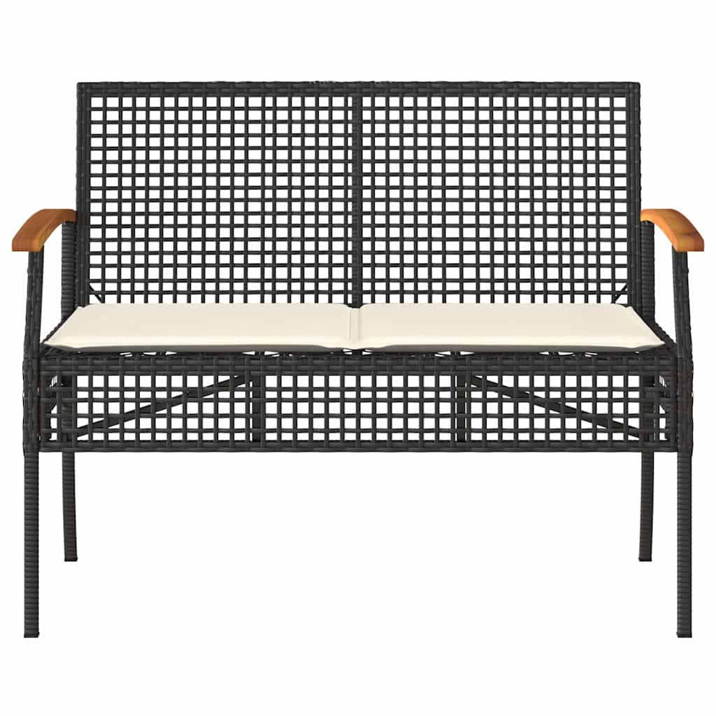 4 részes fekete polyrattan kerti ülőgarnitúra párnákkal