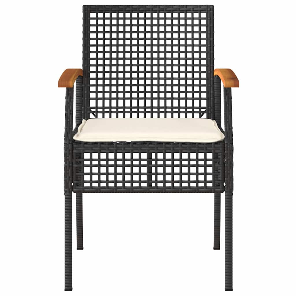 4 részes fekete polyrattan kerti ülőgarnitúra párnákkal